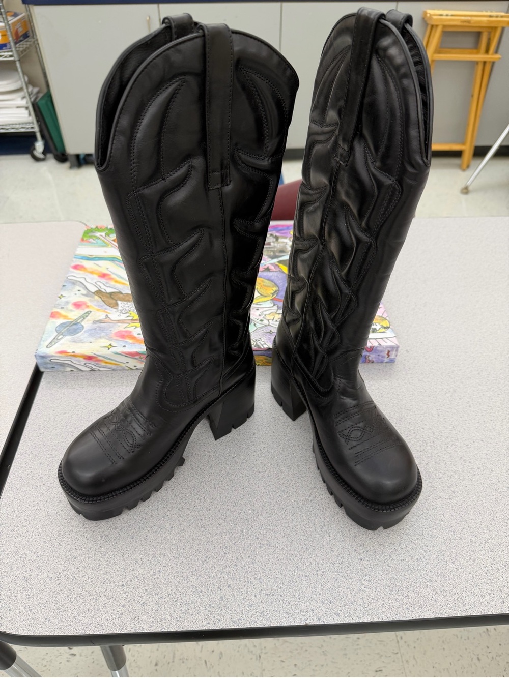 NIB Jeffrey Campbell Honky Tonk chunky cowboy boots. - Picture 3 of 12